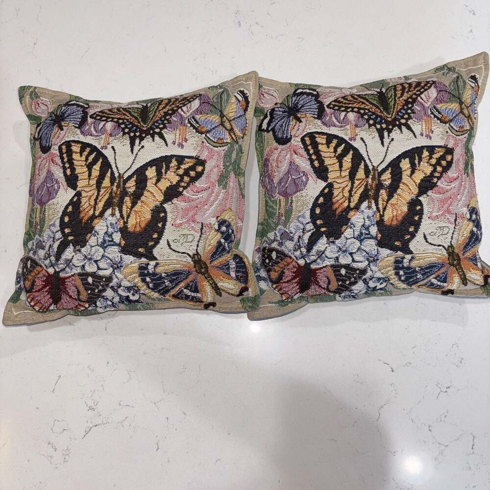 Metrax-Craye Flemish Tapestry Butterfly Accent Pillows